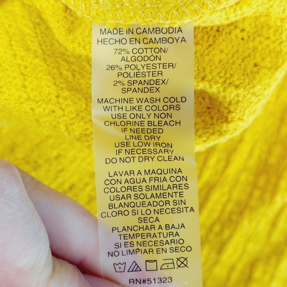 NEW Two by Vince Camuto Women's Slub Knit V-Neck Yellow Cardigan Sweater P651 - Picture 7 of 8